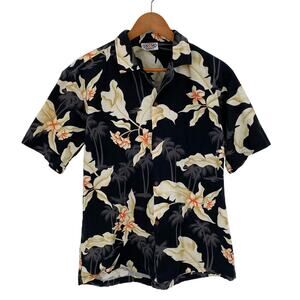 Hawaiian aloha shirt black flowers Vintage Made in Hawaii Pacific Legend
